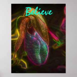 Lady Slipper Believe Inspirational Words Poster