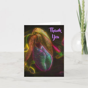 Lady Slipper Flower Art Thank You Card