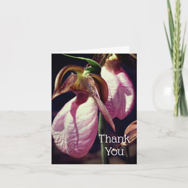 Lady Slipper Flowers Customisable Thank You Card (Front)