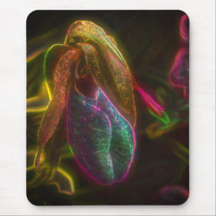 Lady Slipper Orchid Abstract Flower Art Mouse Pad