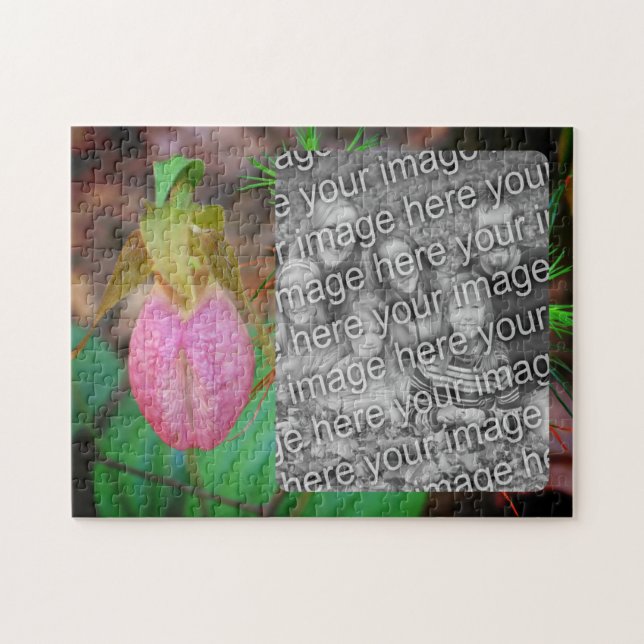 Lady Slipper Orchid Frame Add Your Photo Jigsaw Puzzle (Horizontal)