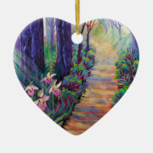 Lady Slippers on the Path Ceramic Tree Decoration
