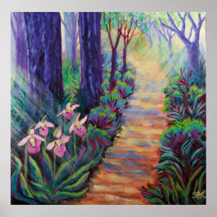 Lady Slippers on the Path Poster