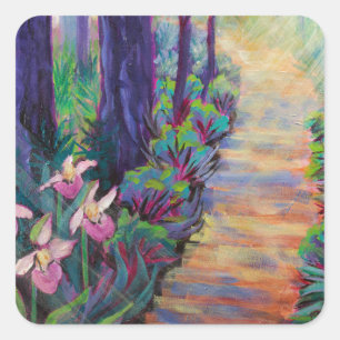 Lady Slippers on the Path Square Sticker