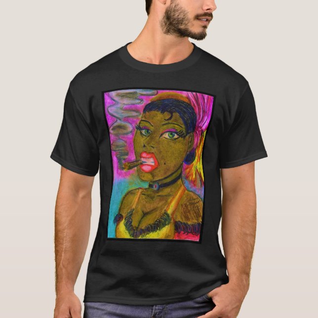 Lady smoking a Cigar T-Shirt (Front)