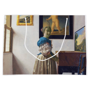 Lady Standing at a Virginal, Johannes Vermeer Large Gift Bag