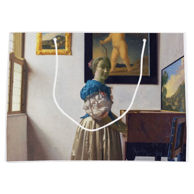 Lady Standing at a Virginal, Johannes Vermeer Large Gift Bag (Front)
