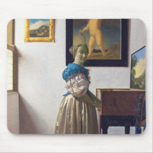 Lady Standing at a Virginal, Johannes Vermeer Mouse Pad