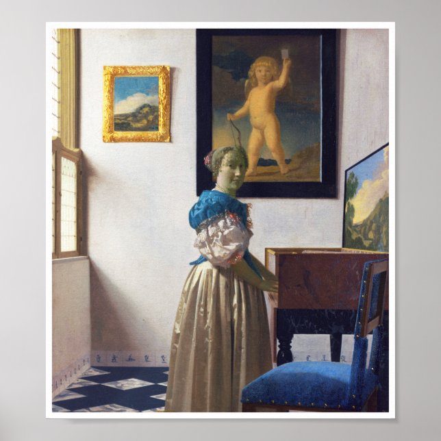 Lady Standing at a Virginal, Johannes Vermeer Poster (Front)