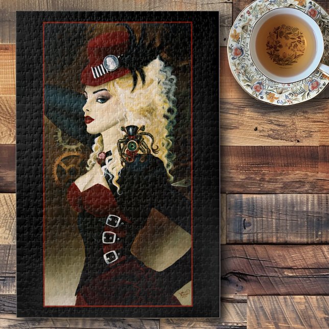 Lady Steampunk Victorian Red Jigsaw Puzzle (Creator Uploaded)