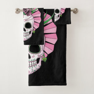 Lady Sugar Skull Bath Towel Set