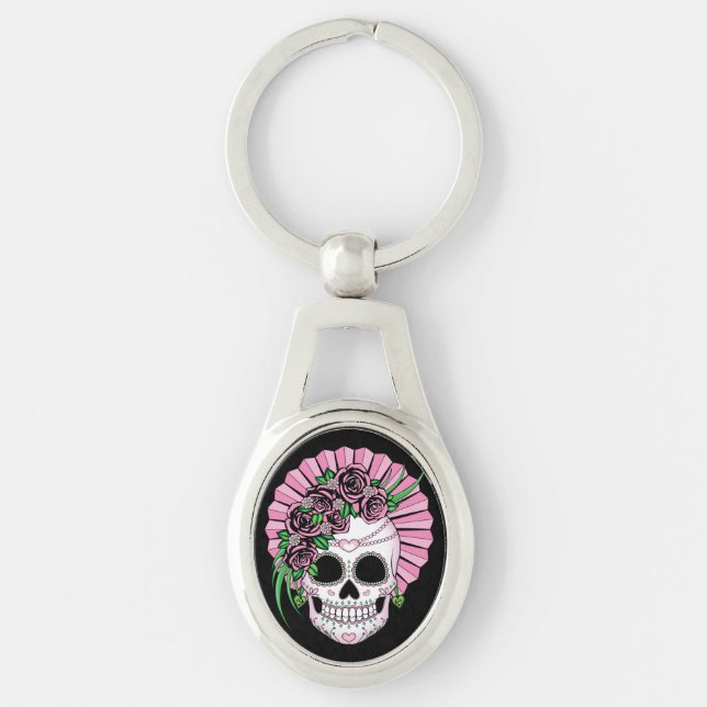 Lady Sugar Skull Key Ring (Front)