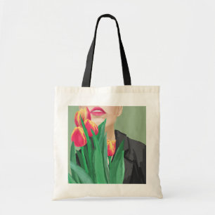 Lady & Tulip Green & Orange Modern Graphic Printed Tote Bag