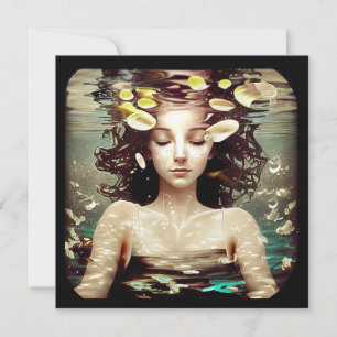 Lady Under Water,   AI Generated Artwork Card