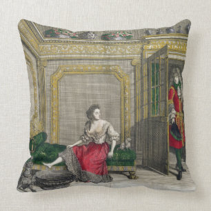 Lady undressing for the bath, published c.1688-90 cushion