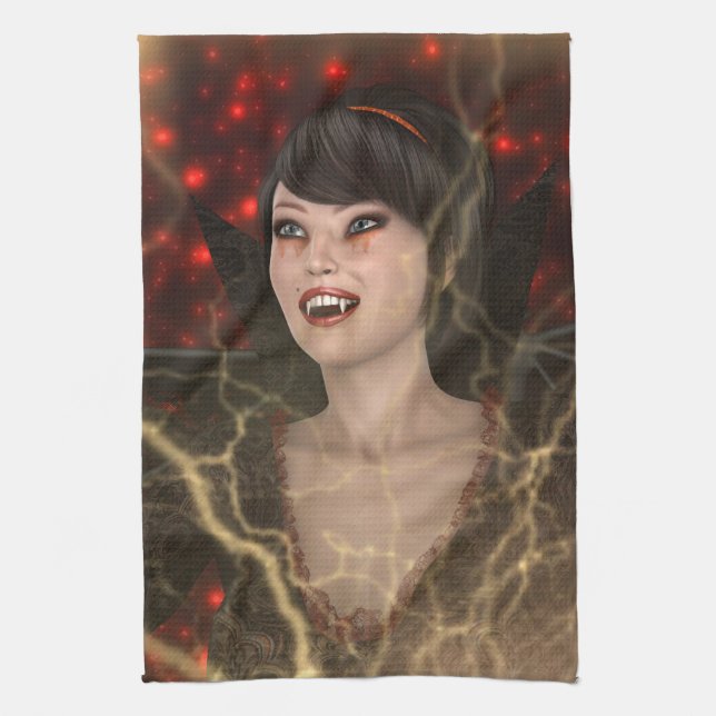 Lady Vamp Tea Towel (Vertical)
