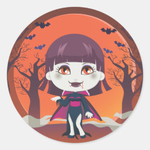 Lady Vampire Classic Round Sticker