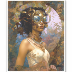 Lady Wearing Goggles Black Fantasy Sci-Fi 