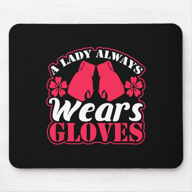 Lady Wears Boxing Gloves Fighting Gym Women Fitnes Mouse Pad (Front)