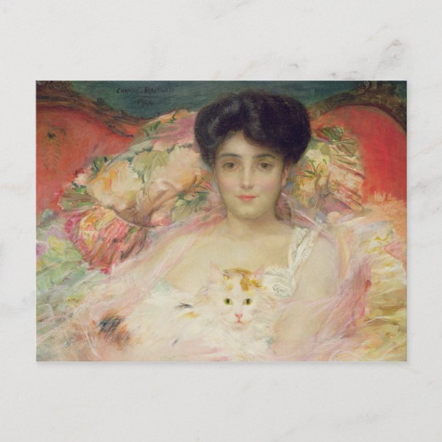 Lady with a Cat, 1904 Postcard (Front)
