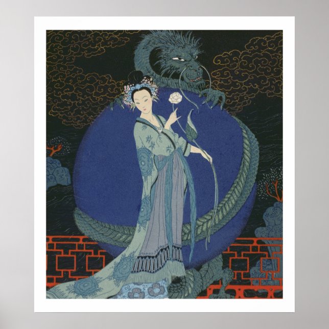 Lady with a Dragon (color litho) Poster (Front)