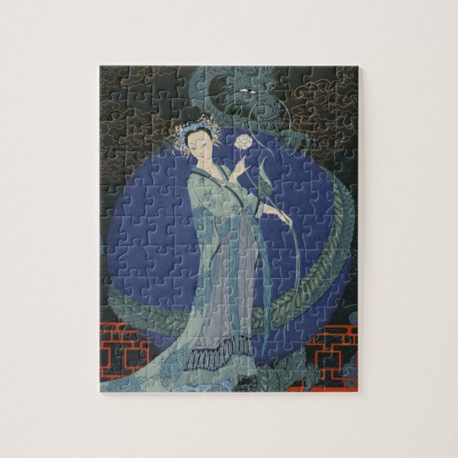 Lady with a Dragon (colour litho) Jigsaw Puzzle (Vertical)