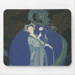 Lady with a Dragon (colour litho) Mouse Pad