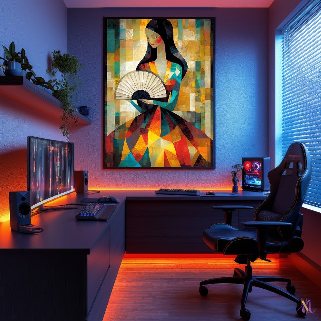 Lady with a Fan - Cubist masterpiece inspired Poster (Creator Uploaded)
