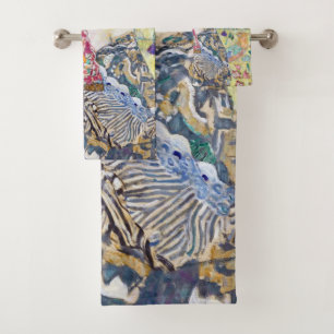 Lady with A Fan, Gustav Klimt Bath Towel Set