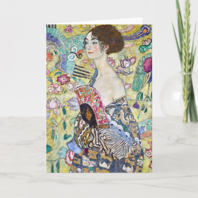 Lady with A Fan, Gustav Klimt Card (Front)