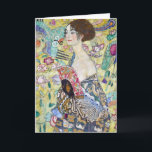Lady with A Fan, Gustav Klimt Card<br><div class="desc">Gustav Klimt (July 14, 1862 – February 6, 1918) was an Austrian symbolist painter and one of the most prominent members of the Vienna Secession movement. Klimt is noted for his paintings, murals, sketches, and other objets d'art. In addition to his figurative works, which include allegories and portraits, he painted...</div>