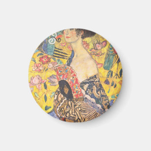 Lady With A Fan Gustav Klimt Magnet