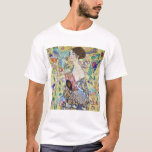 Lady with A Fan, Gustav Klimt T-Shirt<br><div class="desc">Gustav Klimt (July 14, 1862 – February 6, 1918) was an Austrian symbolist painter and one of the most prominent members of the Vienna Secession movement. Klimt is noted for his paintings, murals, sketches, and other objets d'art. In addition to his figurative works, which include allegories and portraits, he painted...</div>