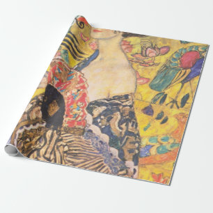 Lady With A Fan Gustav Klimt Wrapping Paper