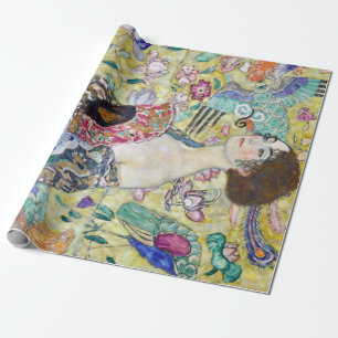 Lady with A Fan, Gustav Klimt Wrapping Paper