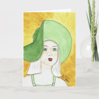 Lady with a Green Hat Thank You Card