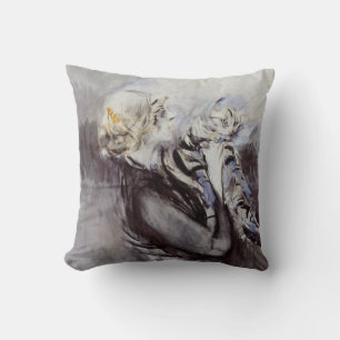 Lady with a Grey Cat (by Giovanni Boldini) Cushion