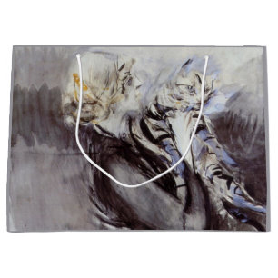Lady with a Grey Cat (by Giovanni Boldini) Large Gift Bag