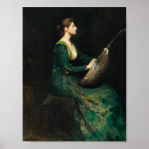 Lady with a lute by Thomas Dewing Poster