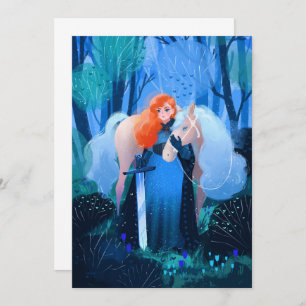 Lady with a Sword and White Horse Invitation