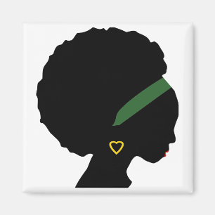 Lady with Afro Silhouette Magnet