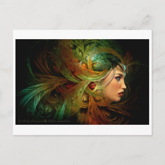 Lady with an elegant headdress postcard (Front)