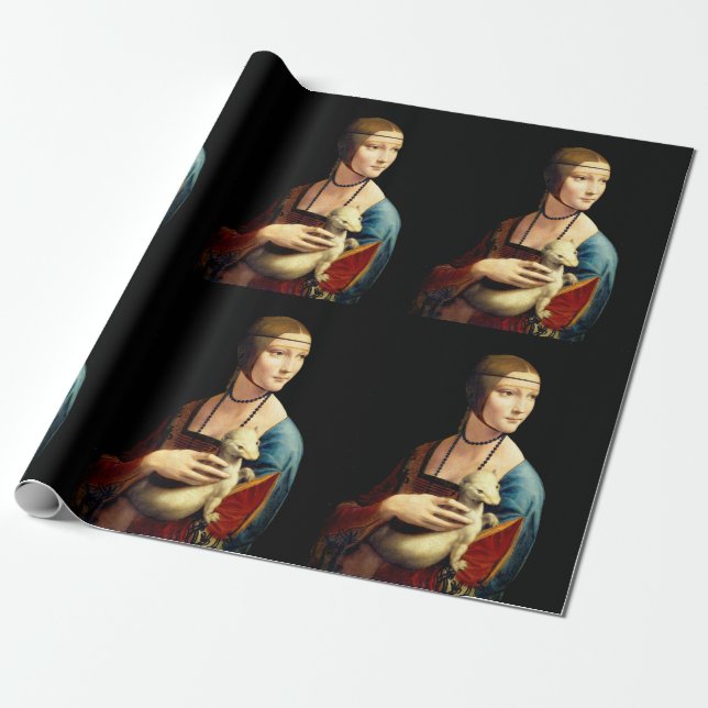 Lady with an Ermine by Leonardo Da Vinci Wrapping Paper (Unrolled)
