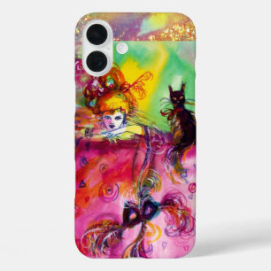 LADY WITH BLACK CAT AND MASK Masquerade Night iPhone 16 Plus Case