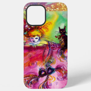LADY WITH BLACK CAT AND MASK Masquerade Night iPhone Case