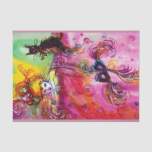 LADY WITH BLACK CAT AND MASK / Venetian Masquerade Tissue Paper