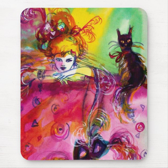 LADY WITH BLACK CAT MOUSE PAD (Front)