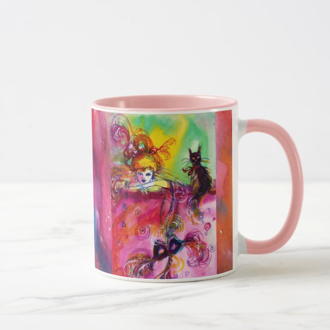 LADY WITH BLACK CAT / Venetian Masquerade Mug (Right)