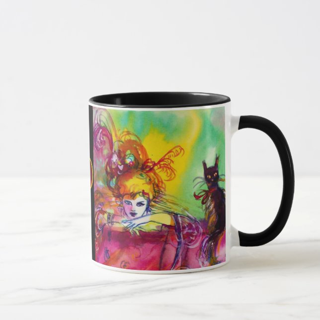 LADY WITH BLACK CAT / Venetian Masquerade Mug (Right)