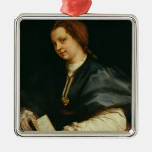 Lady with Book of Verse by Petrarch, c.1514 (oil o Metal Tree Decoration